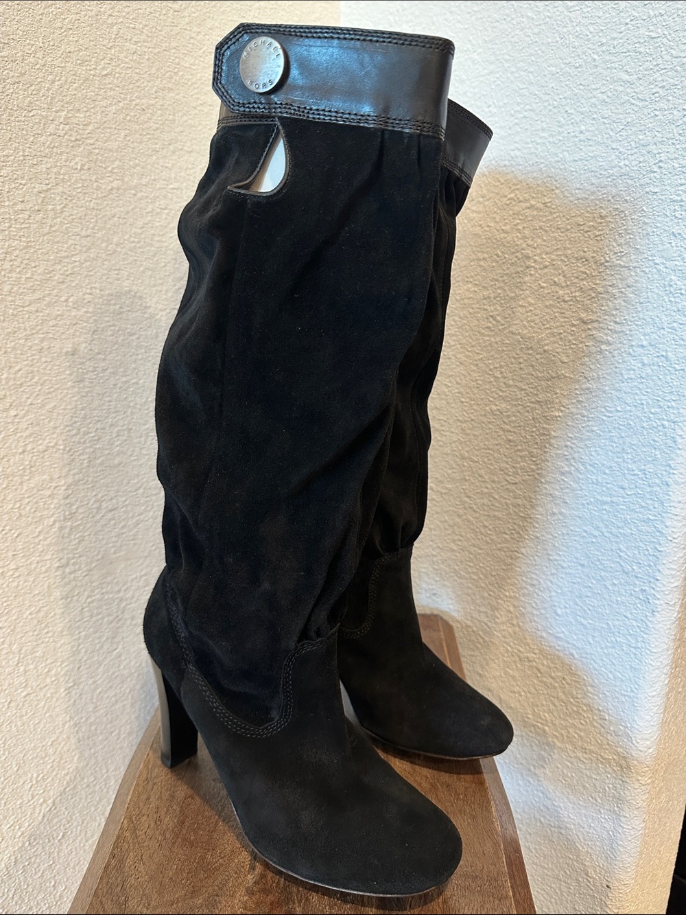 Michael Kors Black Suede Slouch Knee-High Boots Size 9